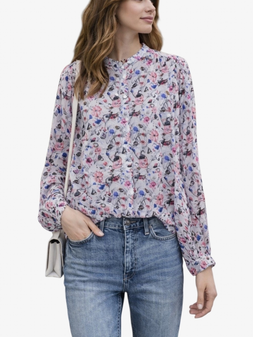 Rag & Bone Sabrina Floral Blouse Womens XXS Sheer Georgette Button Front Romanti